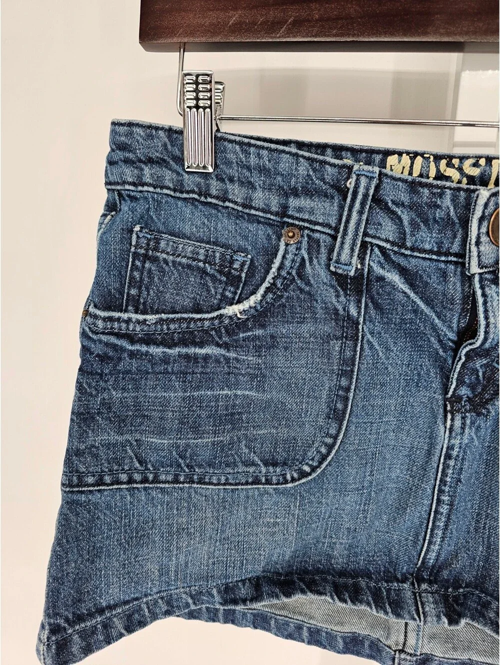 Vintage Y2K Mossimo Juniors Sz 9 Blue Jean Denim Mini Skirt 100% Cotton